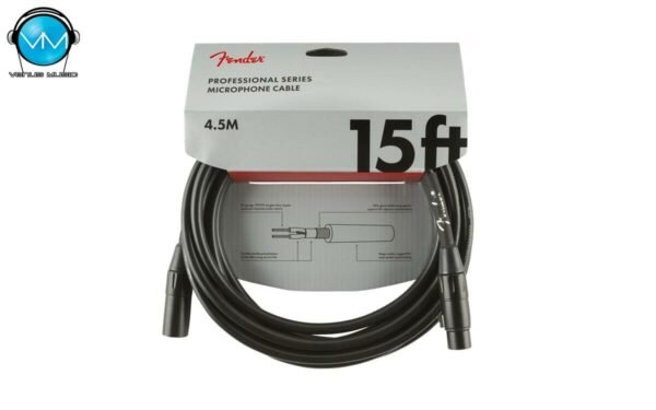 Fender Professional Series Microphone Cable, 15', Black 4.5M 0990820018