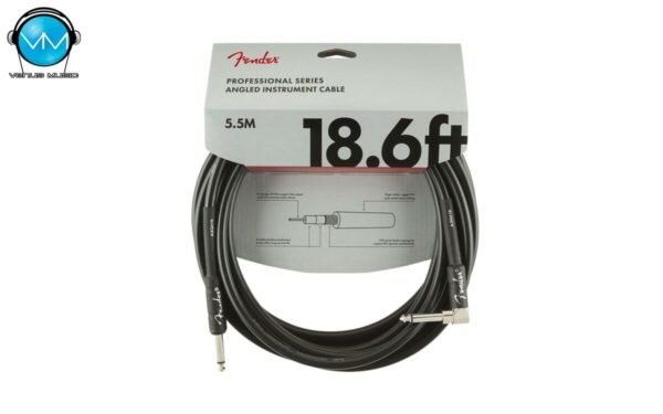 Fender Professional Series Instrument Cable, Straight/Angle, 18.6', Black 5.5M 0990820019