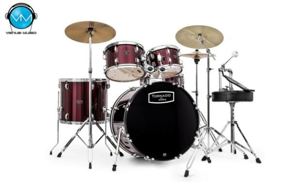 Batería Mapex Tornado 5 Piezas con Banco, Atriles y Platillos Color Vino TND5254TCDR