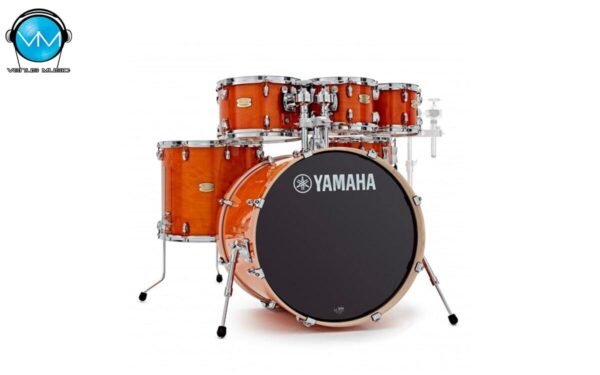 Batería Yamaha Stage Custom Birch Honey Amber de 5 pzs (Bombo 22", Tarola 14",Tom 10", 12”, Tom de piso  16”, TH945, JHW680W).